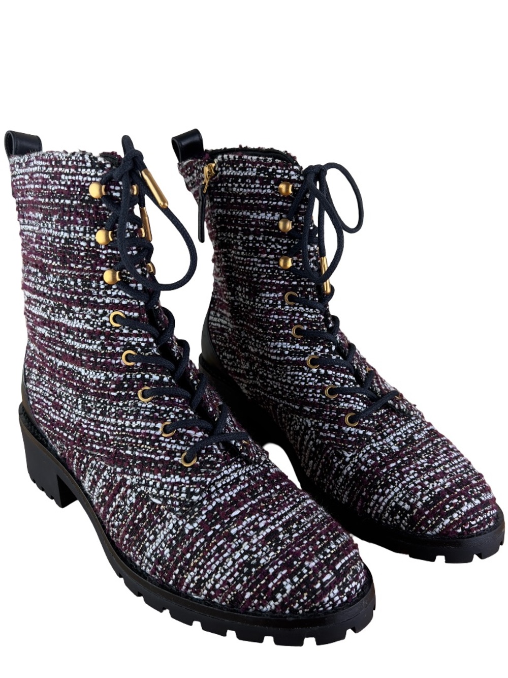 NEW TORY BURCH TWEED COMBAT BOOTS